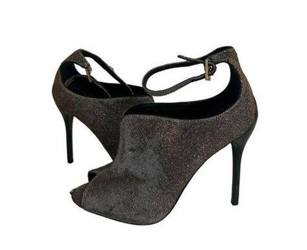 Brian Atwood  Metallic Silver Ankle Bootie Heels Sz 6.5