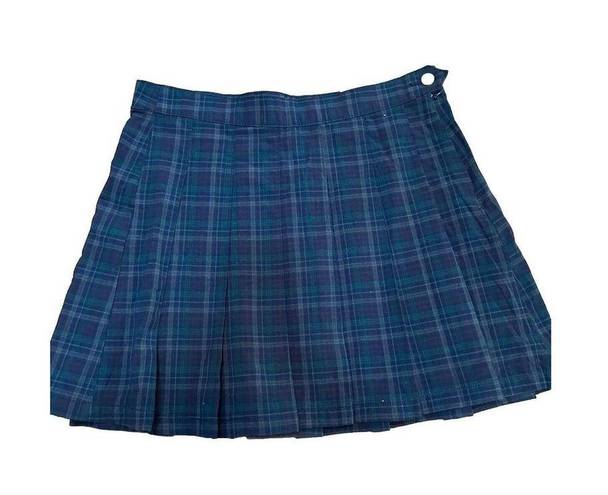 American Eagle AE Plaid Pleated Skirt BLUE SIZE 14 HIGHEST RISE NWT