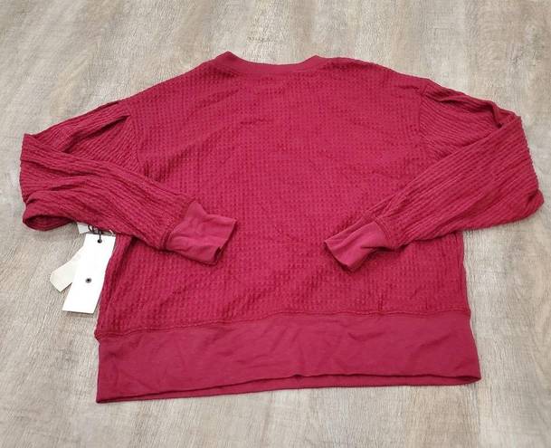 Treasure & Bond NWT  Burgundy Plum Waffle Crew Neck Sweater Size XS