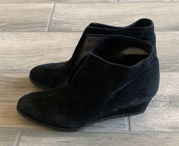 Stuart Weitzman  seamstress black suede wedge booties