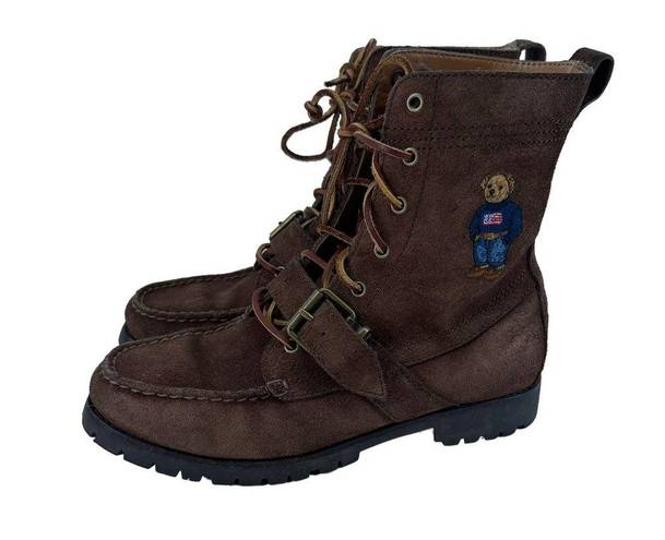 Polo  Ralph Lauren RANGER Bear Combat suede Boot Leather Brown men 7.5 women 9