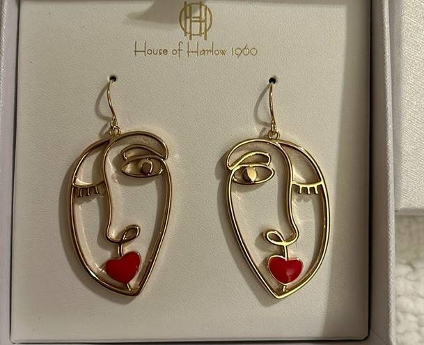 House of Harlow  1960 Face Earrings. NWOT. In original earring box.