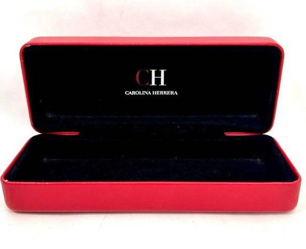 Carolina Herrera  Glasses Case Red Leather Hard Shell w/Black Velvet Lining