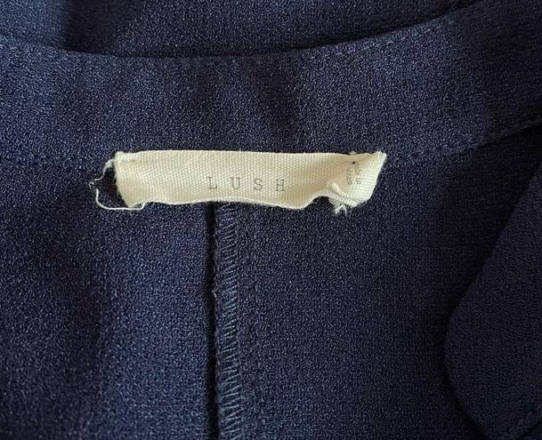 Lush Clothing Lush Navy Blue Split Neck Tabbed Sleeve Knee-length Shift Dress