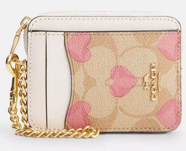 Coach Heart Print Zip Card Case