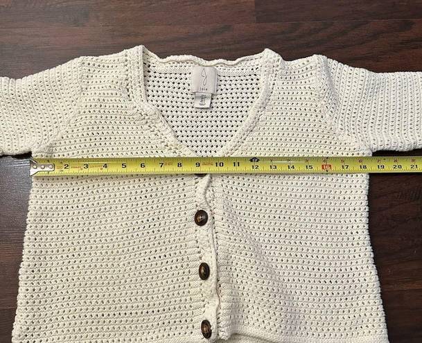 Joie  white knit cropped cotton cardigan sweater size S