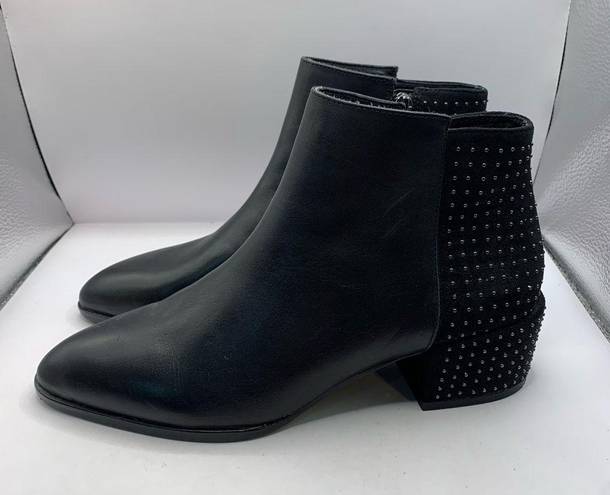 Donald Pliner  DEVASP LEATHER & SUEDE STUDDED BOOTIE black soft leather size 8M