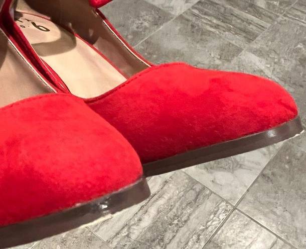 mix no. 6  Asuviel Red Faux Suede Mary Jane Pumps Block Heel Shoes Size 8.5M NEW