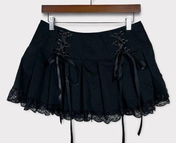 Dolls Kill  Widow SONG OF SADNESS PLEATED SKIRT Medium Lace Goth Witchy Black
