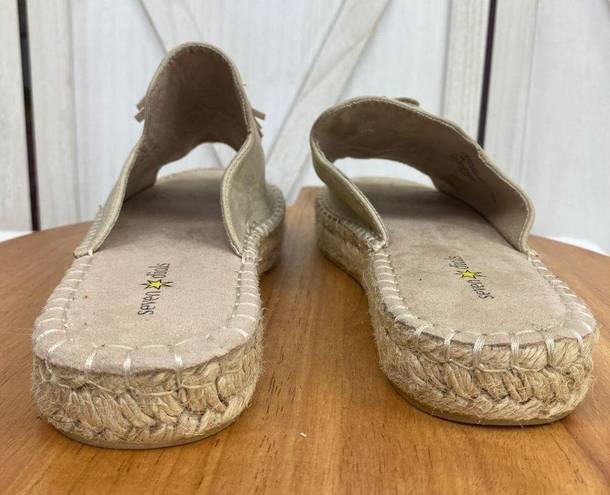 Seven Dials  Wendelle Faux Suede Tasseled Espadrille Slide Sandal Stone Beige 11