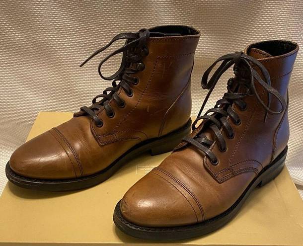 Krass&co Thursday boot  brown leather everyday combat cap toe ankle boots grunge 7.5