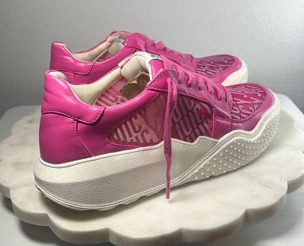 Juicy Couture  Sneakers Fashion Dyanna Size 8.5 Pink All Over Logo Barbie Pink