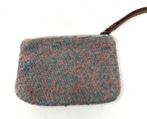 Anthropologie Miss Albright Initial D Jeweled Sequins Canvas Tweed Wristlet