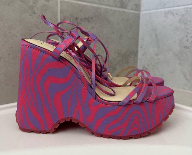 Jessica Simpson Damazy Ankle Wrap Lug Sole Platform Wedge Sandals Size 8.5