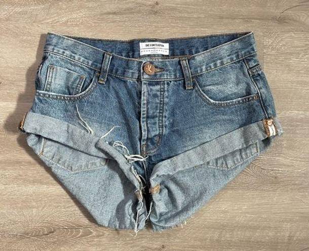 One Teaspoon One X  Relaxed Bandit Denim Jean Cuff Hem Shorts  27