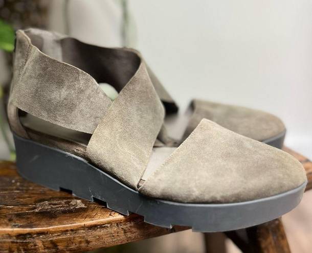 Eileen Fisher Buoy Suede Crisscross Wedge Platform Sandals size 6.5