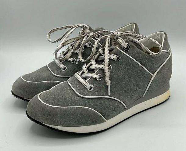 Max Mara  Suede Sneakers With Small Wedge In Grey size 37.5 B24A2