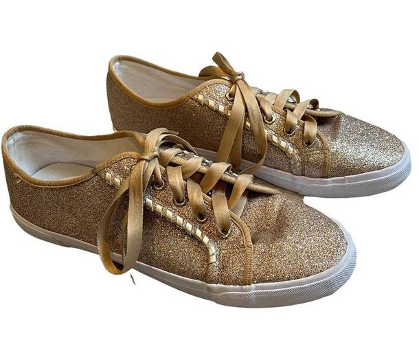 Jack Rogers  Carter Glitter Sneakers Metallic Gold Lace Up Sparkle