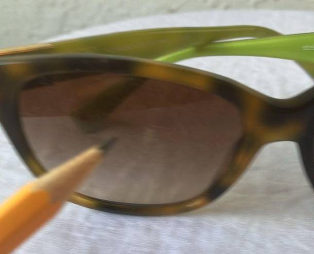 Coach : Brown Tortoise Cortney (L023) Brown/Lime Green Sunglasses-marks on lenses