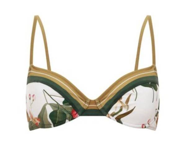 Gottex New!  Floral Print Contrast Trim Underwire Bikini - TOP