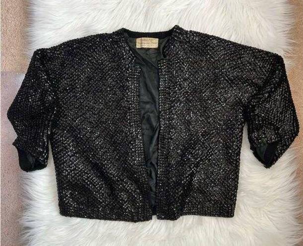 Vintage 60’s Sequin Shrug Trousseau and Travel Atlantic City Black Size M