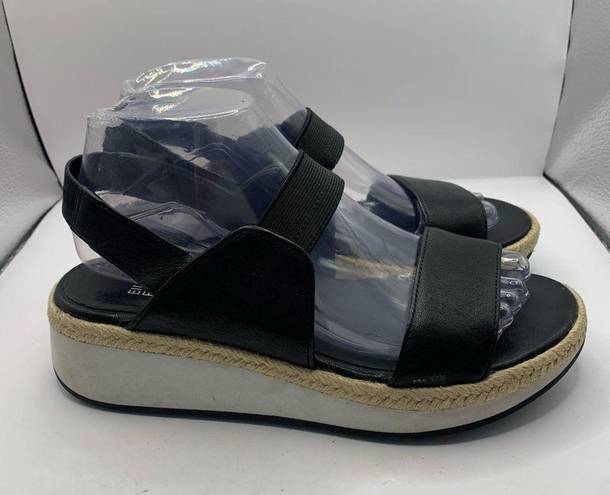 Eileen Fisher  Womens Black 1" Platform Dash Wedge Slip Slingback Sandal 7.5