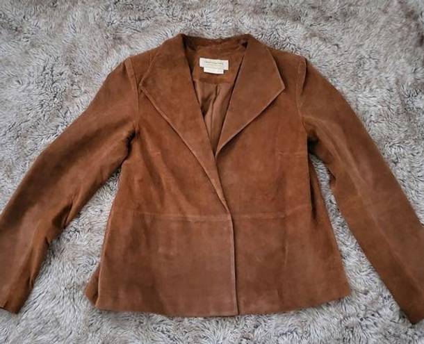 Bloomingdales Margaret Godfrey  Vintage Suede Camel Brown Blazer Size 10 Petite