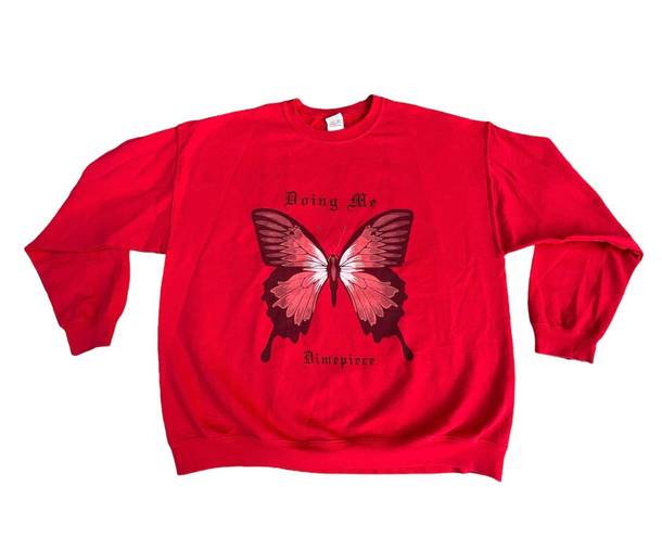 Gildan Red Butterfly Crewneck Pullover Sweater