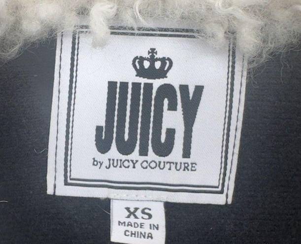 Juicy Couture  Jacket Faux Leather Bomber Motorcycle Fur Collar Coat Black Sz XS