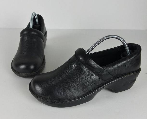 Born concept BOC  Peggy Clog Shoe Black Leather Comfort Slip On Women's Size 7.5