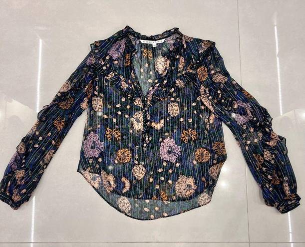 Veronica Beard 
Abra Lurex Floral Silk Blouse