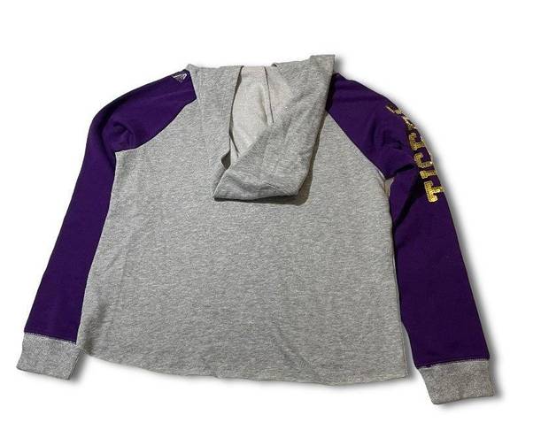 5th & Ocean NWOT Girls’ XL/Ladies’ S LSU Tigers Hoodie Sweatshirt Sweater Gray Purple Gold Sequins New