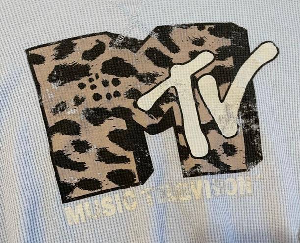 MTV Brand MTV Graphic Cropped Waffle Knit Thermal Top Size M