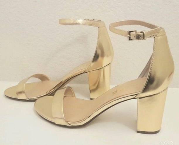 Unisa  Sandals Gold Ankle Strap Block Heel Size 11