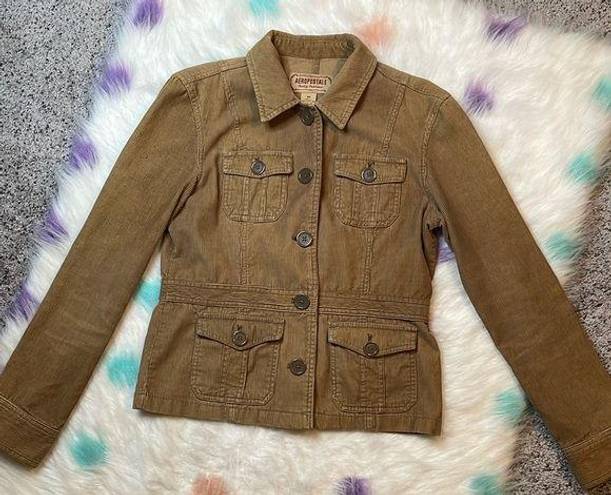 Aeropostale  Woman’s Brown Corduroy Jean Jacket Size Medium