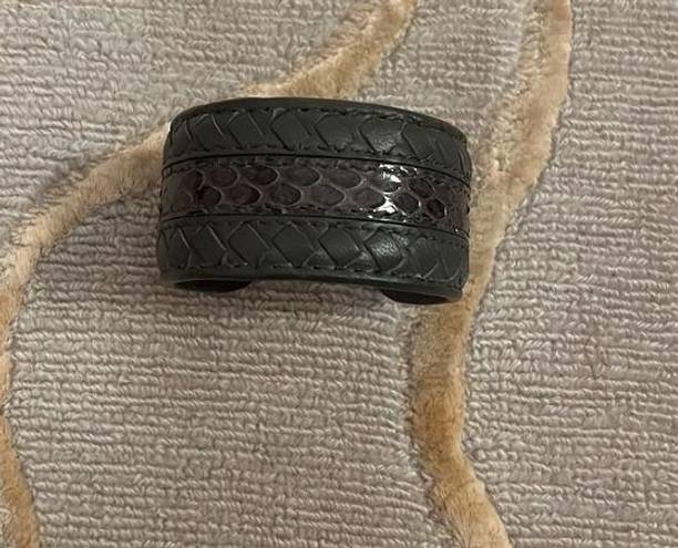 Bottega Veneta 🆕  | Leather Cuff Bracelet Small Braided Snake Dark Gray