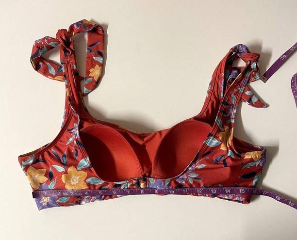 Modcloth  Red Floral Tie Strap Swim Suit Top