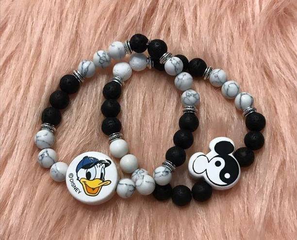 Disney Donald Duck & Mickey Yin Yang Lava Bead Friendship Bracelet Set