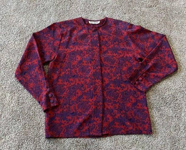 Oscar de la Renta  Expressions Vintage Red Button Down Blouse Top Size M