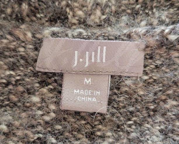 J.Jill  Marled Brown Knit Stand Collar Full Zip Wool Alpaca Sweater Vest Size M