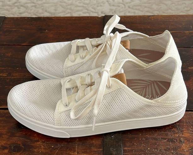 Olukai  White Pehuea Li Lace Up Sneaker Size 8