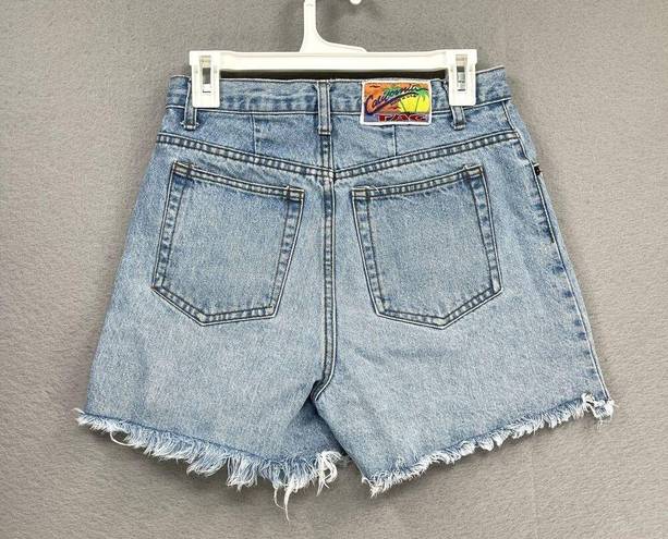 Vintage California Tag Jean Shorts Juniors 11/12 Light Wash Raw Hem High Rise