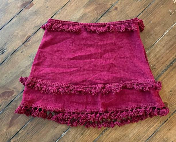 Skylar + Madison Burgundy Tassel Mini Skirt Size Small