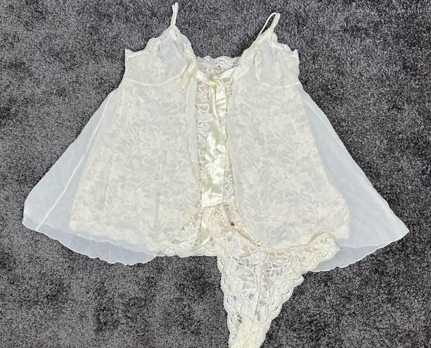 Victoria's Secret Y2K  babydoll lace lingerie with thong white lace size Large