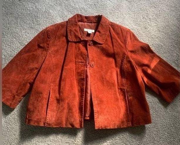 Coldwater Creek VTG Leather Suede Blazer Rusty Orange Jacket Boho Size L