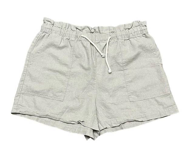 Laundry by Shelli Segal Laundry Safari Beige Beach  Linen Drawstring Shorts Paper bag Waist High Rise XL