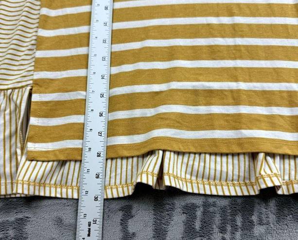 Umgee  Blouse Womens Size 1X Striped Boxy Boutique Yellow Boho Preppy Classic