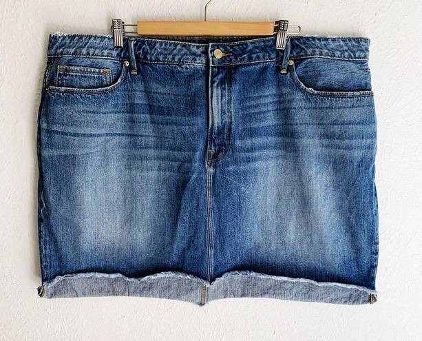 Good American  The Stagger Denim Mini Skirt Sz 22 Blue172