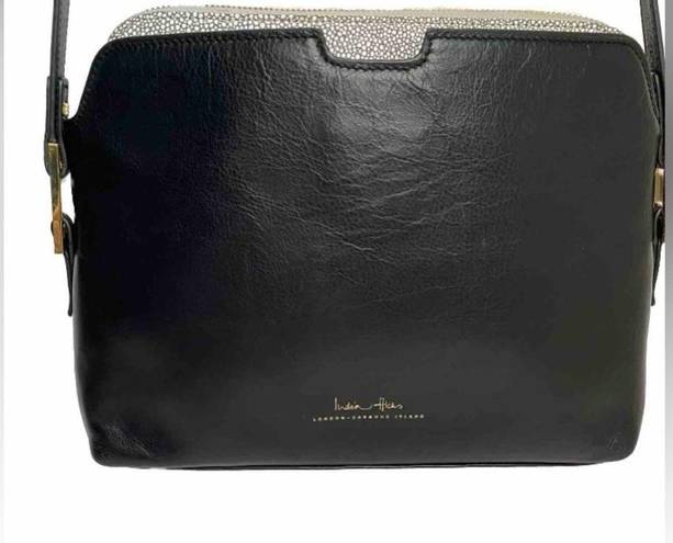 India Hicks  Maddison May black leather gold crossbody bag with clutch insert