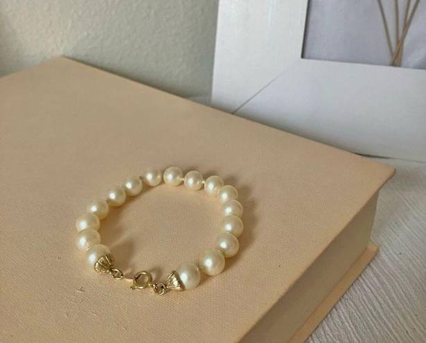 Vintage “Jorah” Pearl Bracelet Gold Capped Classic Elegant Victorian Regency White